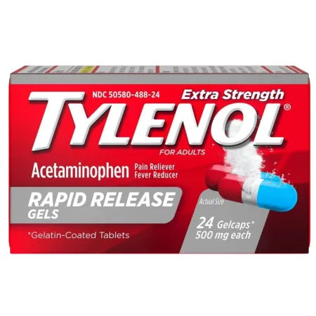 Tylenol Extra Strength Rapid Release Gels 500mg 24ct 7 Pack Exp 2027