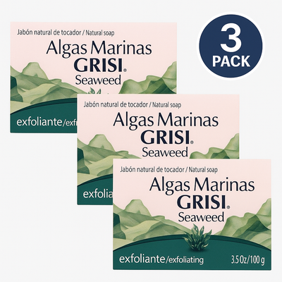 Grisi Natural Seaweed Soap 3-pack with 3.5 oz bars for gentle skincare