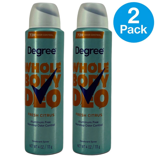 Degree Whole Body Deodorant Spray Fresh Citrus 4 OZ 2 Pack New