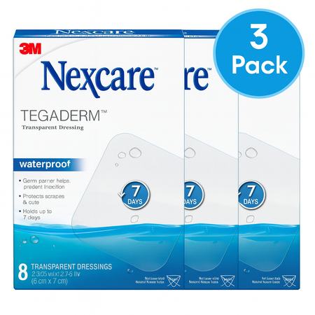 3M Nexcare Tegaderm Waterproof Transparent Dressing 8 Ct 3 Pack New
