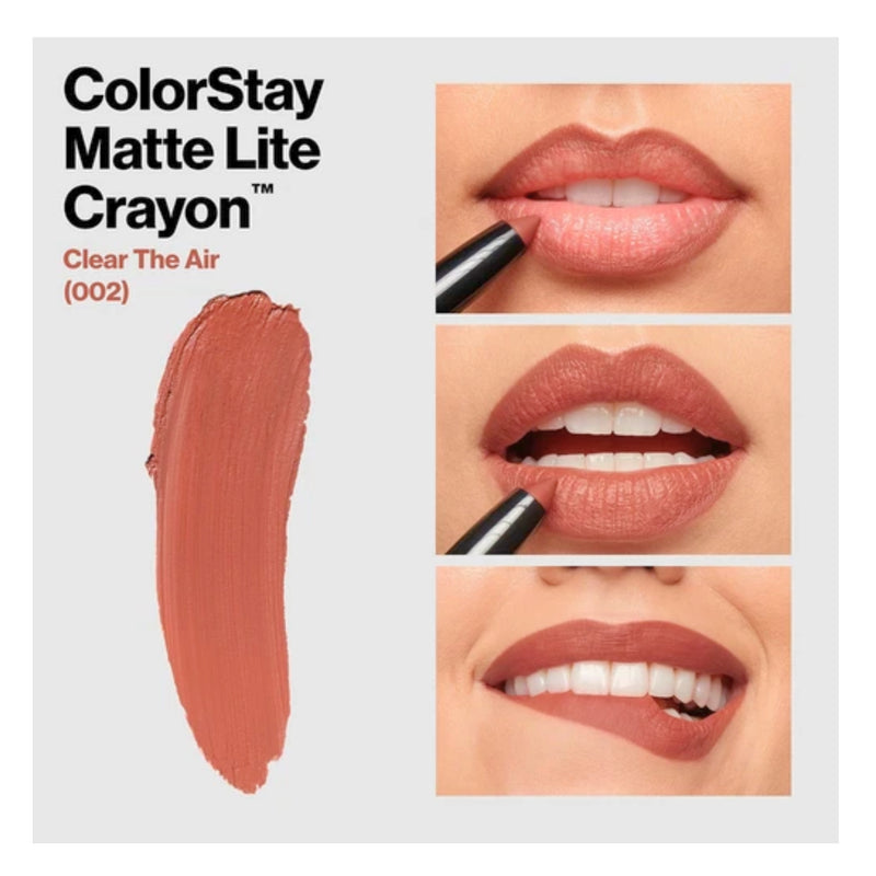 REVLON ColorStay Matte Lite Crayon Lipstick 002 Clear The Air, 0.049oz - 1 Pack