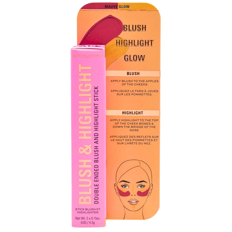Makeup Revolution Blush & Highlight Stick , Coral Dew 4.3 g - 1 Pack