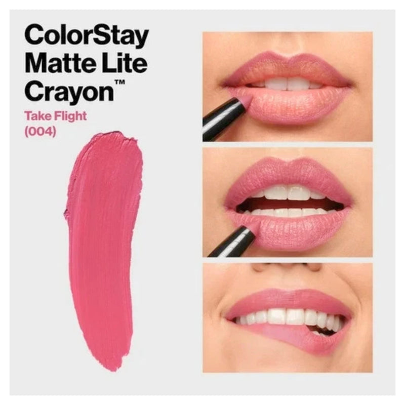 Revlon ColorStay Matte Lite Crayon Lightweight Lipstick, 004 Take Flight, 0.049oz - 1 Pack