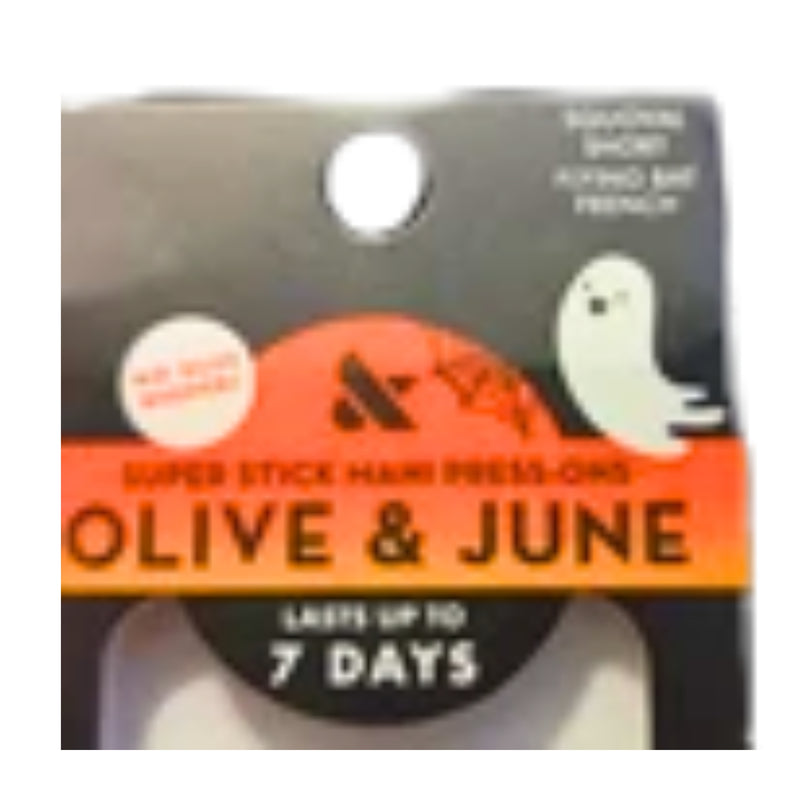 Olive & June Squoval Short Flying Bat French Tip - Press-On Nails - 1 Pack