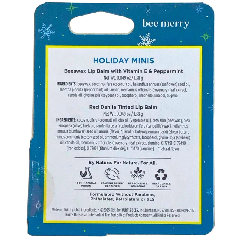 Burt's Bees Holiday Minis Beeswax & Red Dahlia Tinted Lip Balm 2 Ct 6 Pack Gift