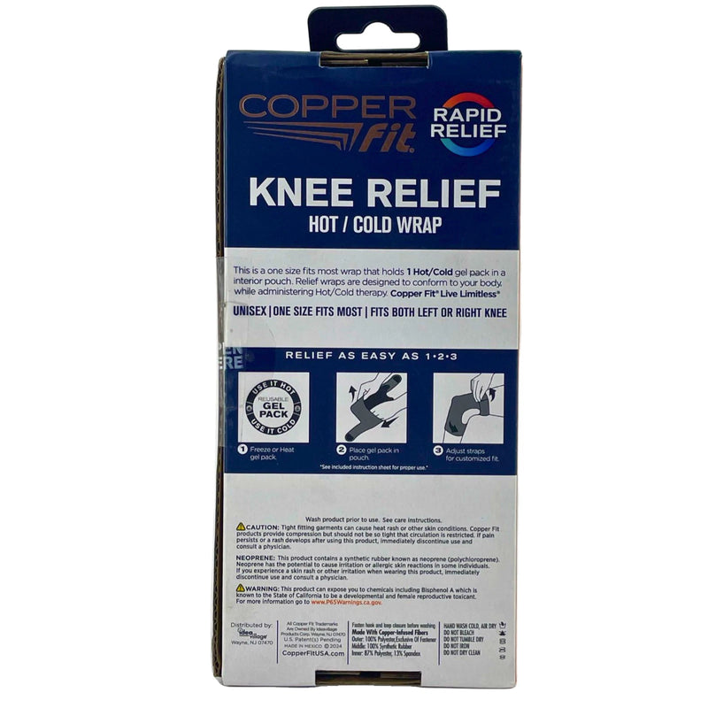 Copper Fit Rapid Relief Knee Relief Hot Cold Therapy Wrap Adjustable Fit Unisex