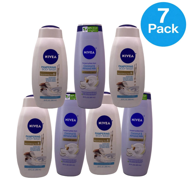 Nivea Pampering Body Wash Coconut Almond Milk 20 Fl Oz 7 Pack New