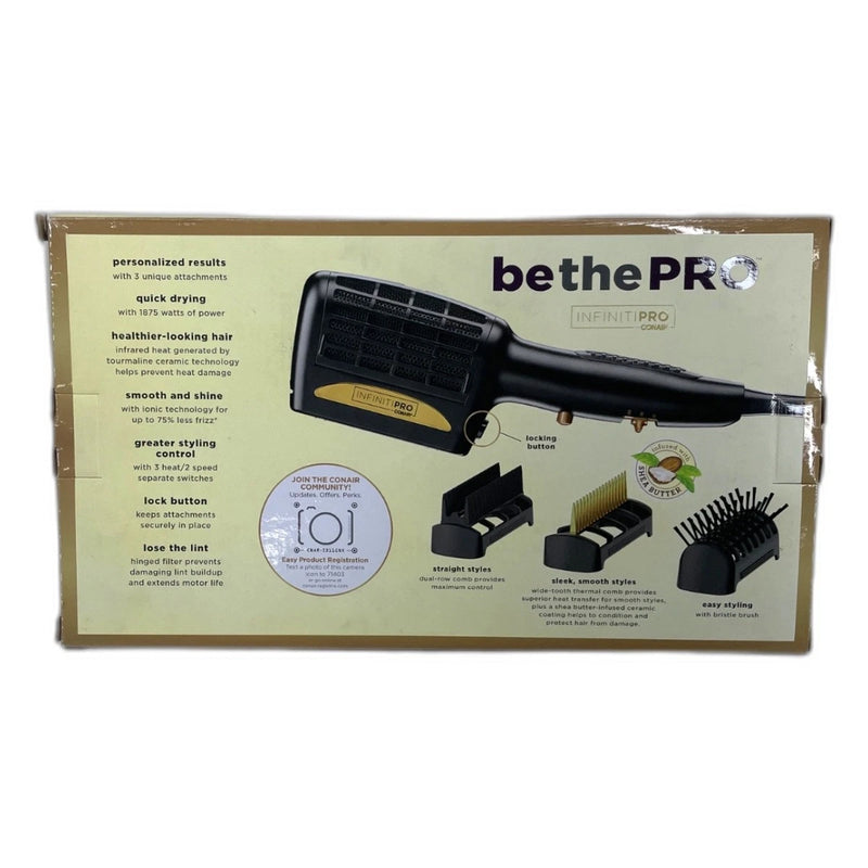 InfinitiPro by Conair 1875W Ionic Hair Dryer 3-in-1 with Attachments New