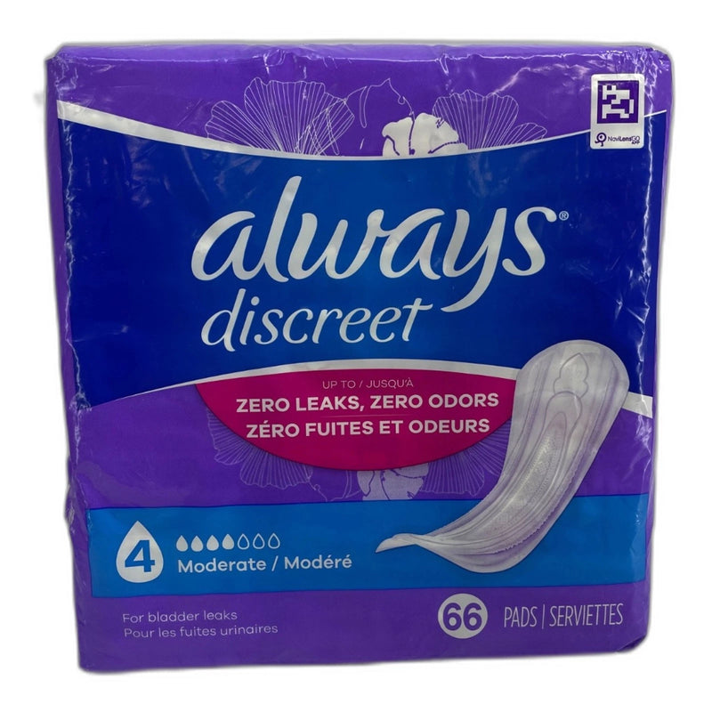 Always Discreet Incontinence Postpartum Pad Regular Moderate Absorbency New