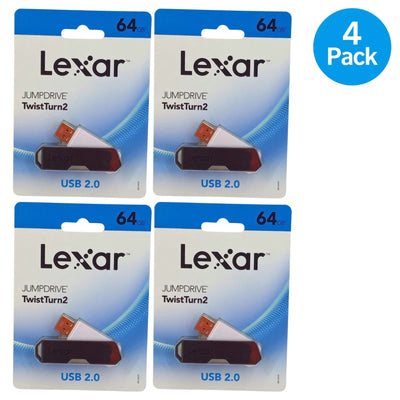 Lexar JumpDrive TwistTurn2 64GB USB 2.0 Flash Drive Swivel 4 Pack New