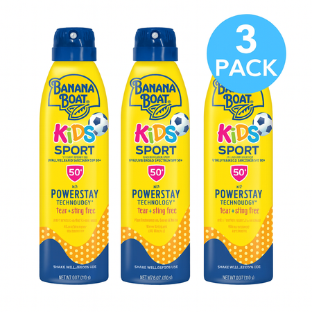 Banana Boat Kids Sport SPF 50+ Sunscreen Spray 6oz 3 Pack New