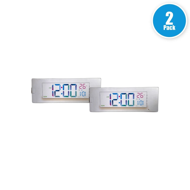 Jall 10.5 Inch Digital Large Alarm Clock 8-in-1 RGB Black Display Pack of 2 New