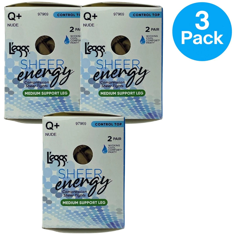 L'eggs Sheer Energy Medium Support Control Top Compression Tights Nude Q+ size product image