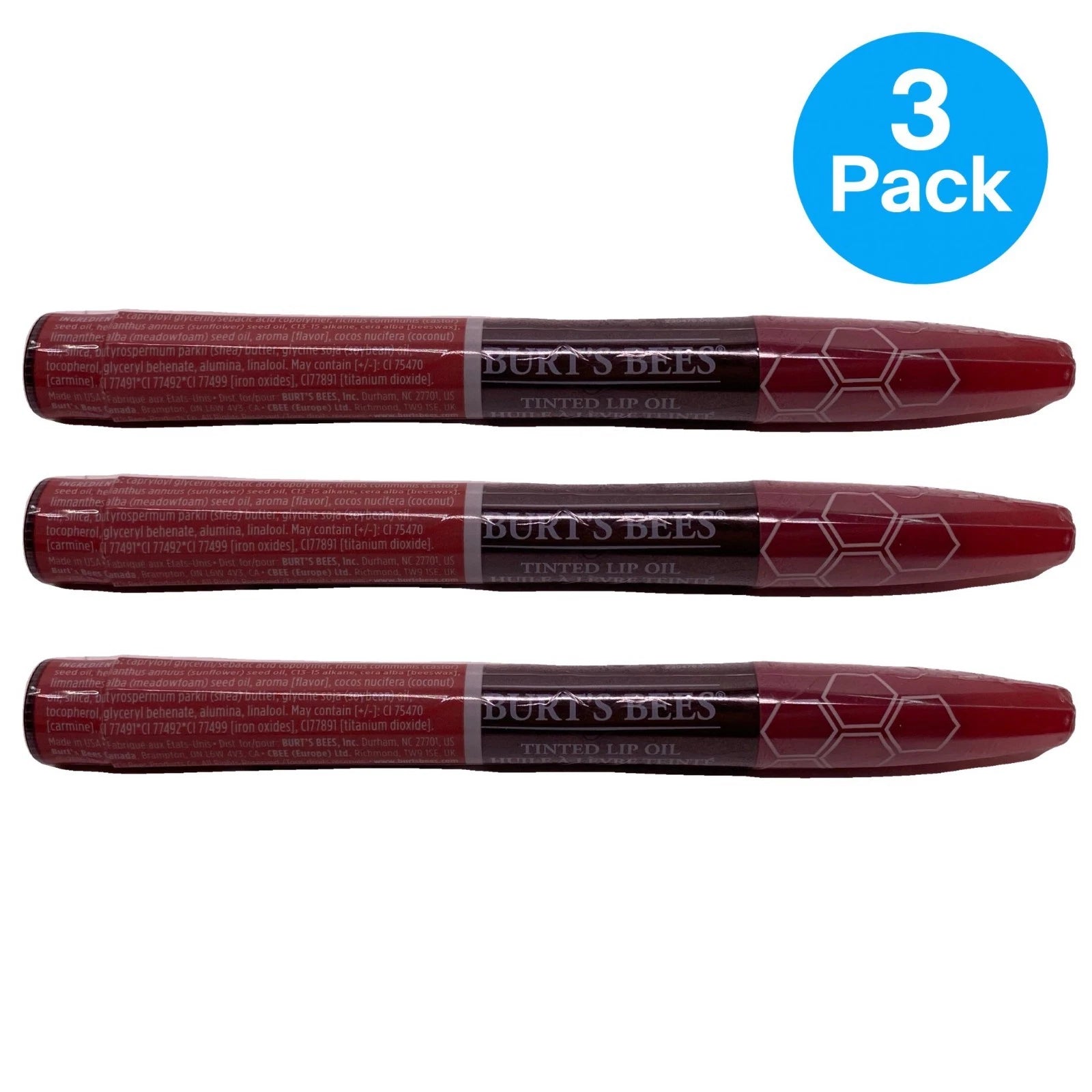 Burt's Bees Tinted Lip Oil 0.04 oz 3 Pack New