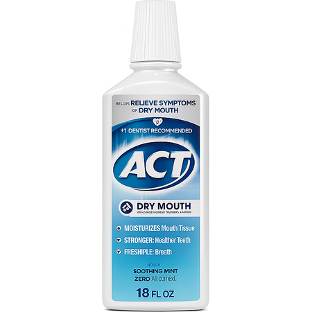 ACT Dry Mouth Mouthwash Soothing Mint 18 oz 1 Pack New