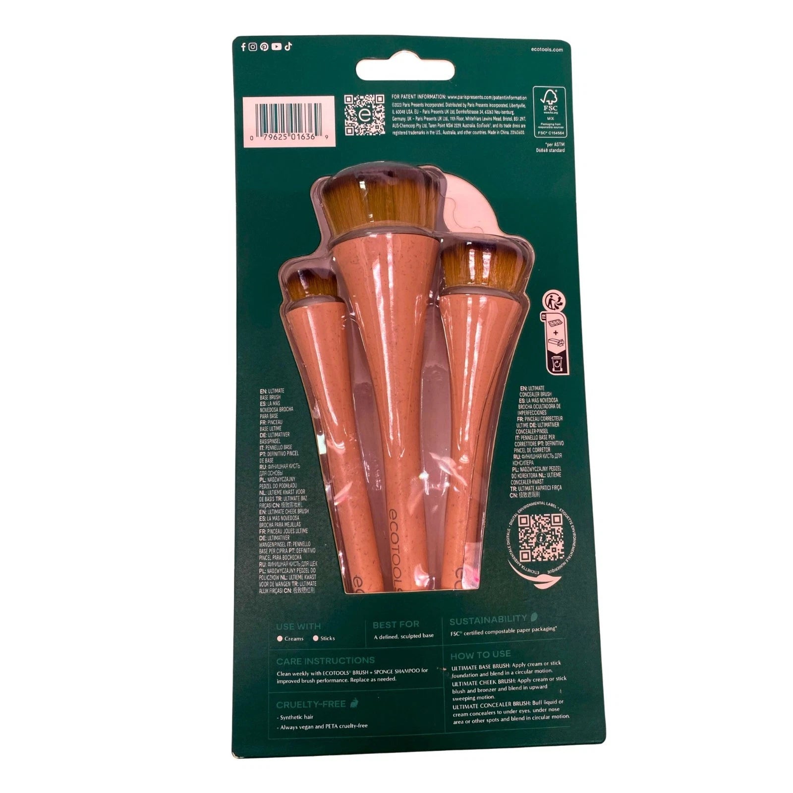 EcoTools 360 Ultimate Blend Makeup Brush Set 3-Piece 3-Pack New