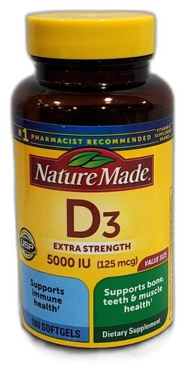 Nature Made Vitamin D3 5000 IU Extra Strength 180 Count Exp 05/27 Pack of 4 New