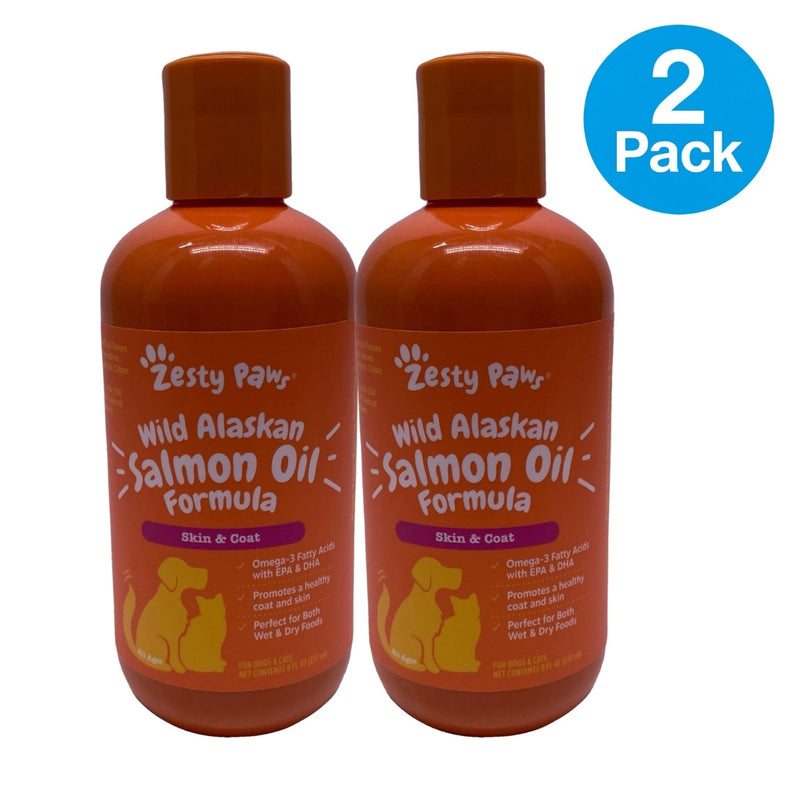Zesty Paws Wild Alaskan Salmon Oil Dogs & Cats 8 fl oz 2 Pack New