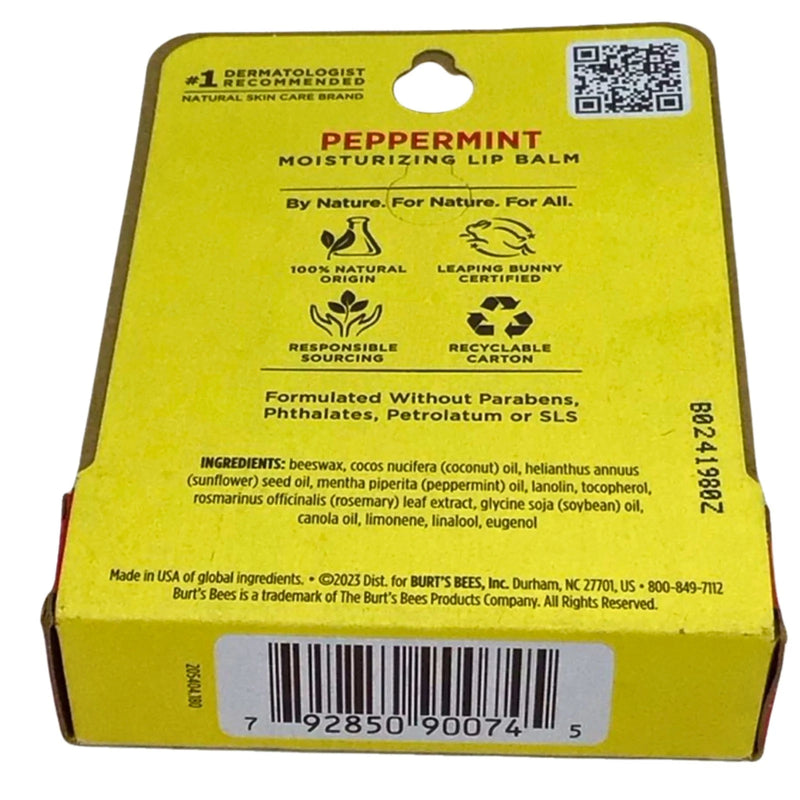 Burt's Bees Peppermint Moisturizing Lip Balm Limited Edition Cards 0.15 Oz 7 Pac