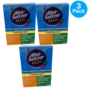 Alka-Seltzer Plus Cough Mucus & Congestion Day & Night PowerMax Gels 24 3 Pack