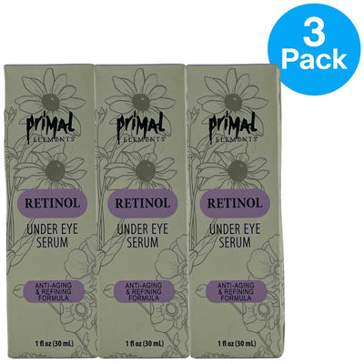 Primal Elements Retinol Under Eye Serum 1 OZ 3 Pack New