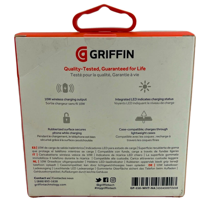 Griffin 10W Wireless Charging Pad White Qi-Compatible Fast Charger 3 Pack