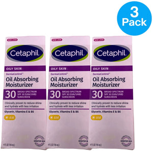 Cetaphil DermaControl Oil Absorbing Moisturizer SPF 30 4oz 3 Pack New Exp 03/27