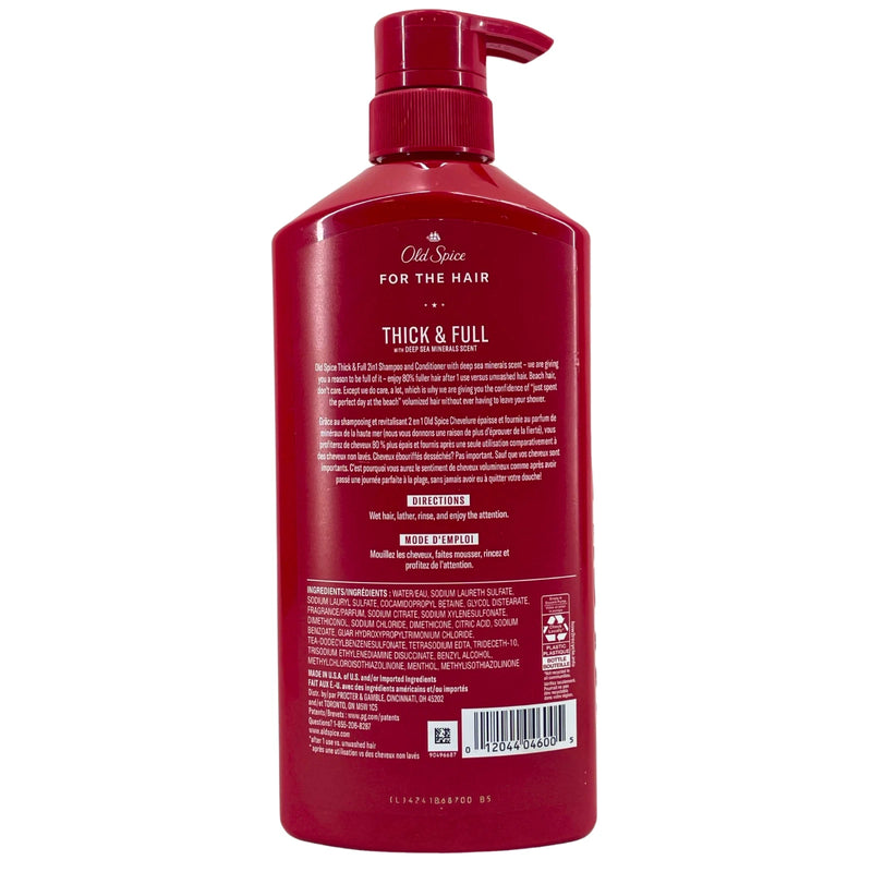 Old Spice Thick & Full 2 in 1 Shampoo & Conditioner Deep Sea Minerals Scent 21.9
