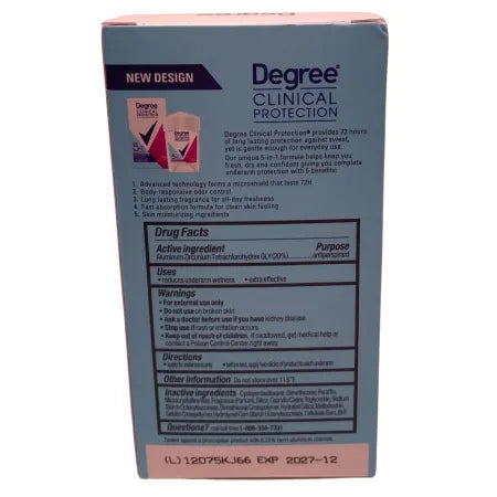 Degree Clinical Protection 1.7oz 3-Pack Antiperspirant Exp 12/27