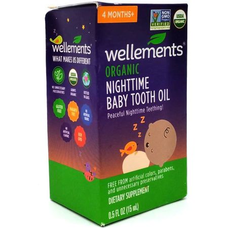 Wellements Organic Nighttime Baby Tooth Oil Dietary Supplement 0.5Fl Oz 15ml