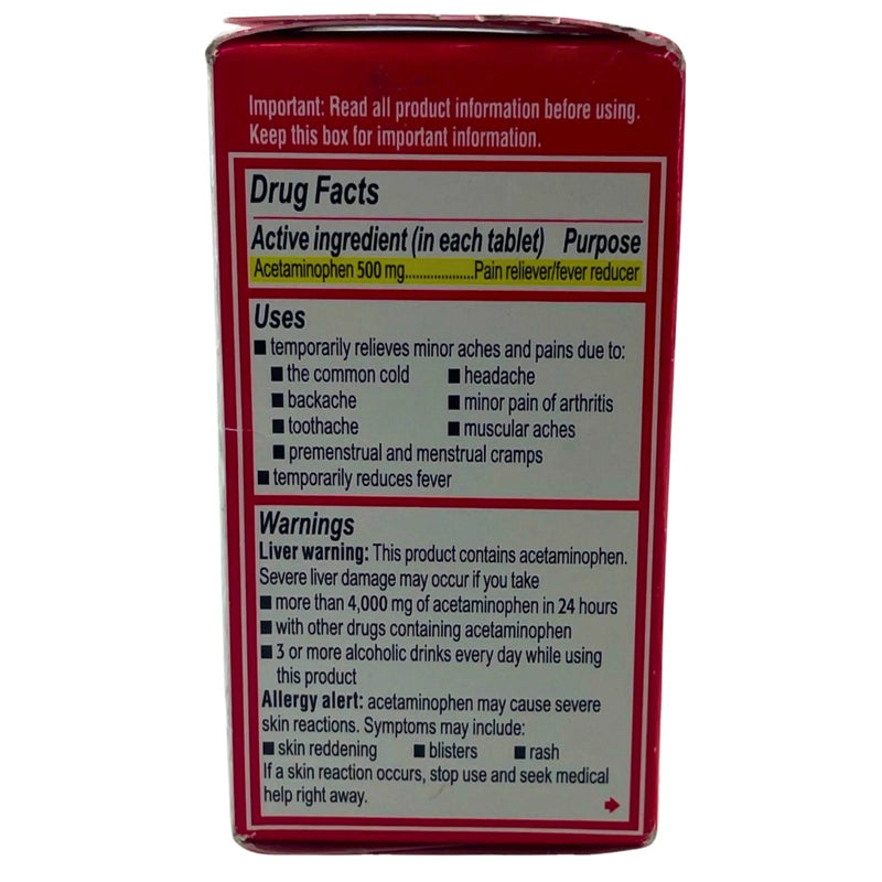 Tylenol Extra Strength Coated Tablets Acetaminophen 500 mg Pain Reliever 24 Ct