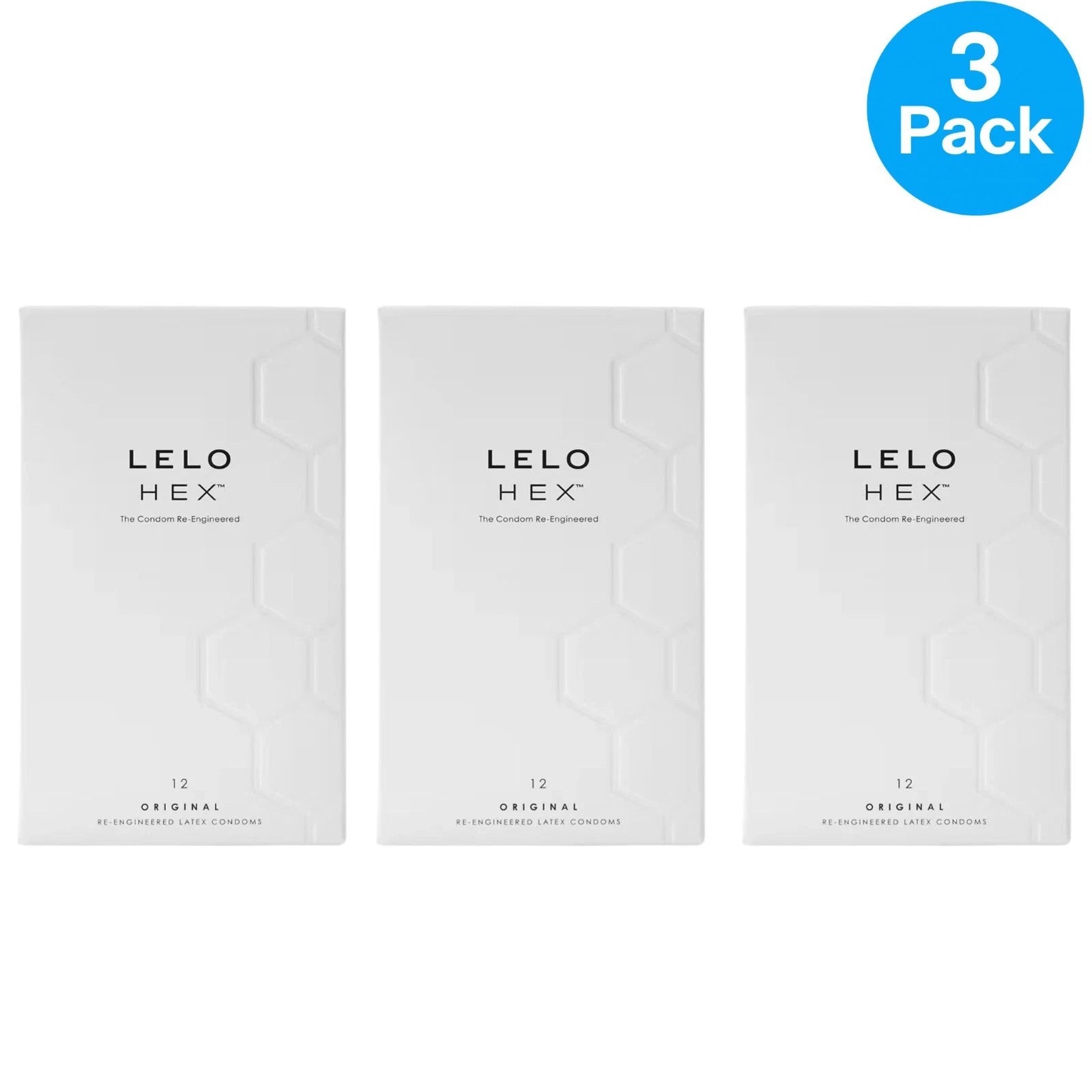 LELO HEX Original Condoms 12 Ct 3 Pack Latex Premium EXP 02/2027