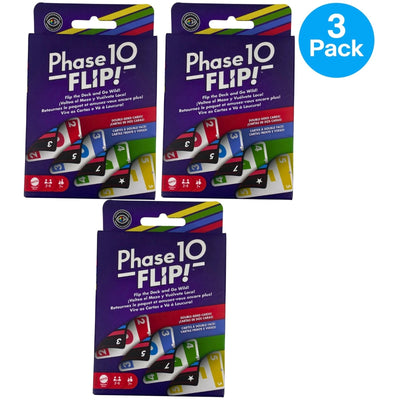 Phase 10 Flip! Card Game Double-Sided Cards Mattel Family Game 3 Pack New