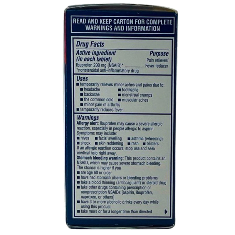 Advil Pain Reliever Fever Reducer Ibuprofen 200 mg 100 Coated Tablets 2 Pack New
