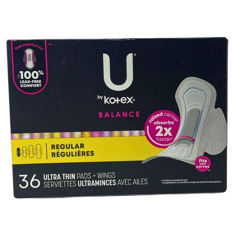 U by Kotex Balance Ultra Thin Pads Wings Regular Absorbency 36ct 3 Pack New