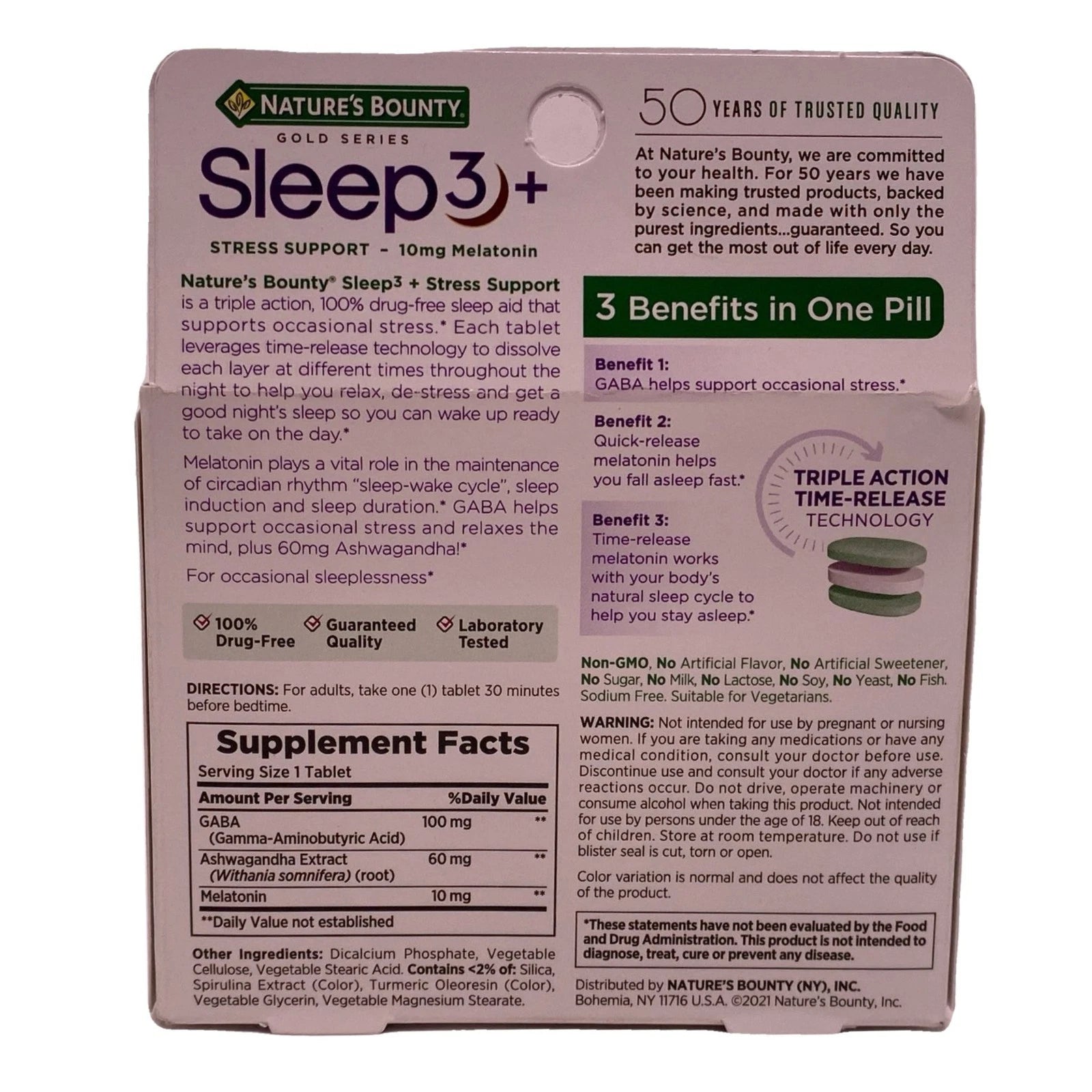 Nature's Bounty Sleep3+ Stress Support 10mg 2 Pack EXP 02/27