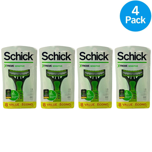 Schick Xtreme Sensitive Disposable Razors 8 Ct 4 Pack New