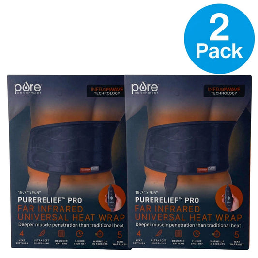 Pure Enrichment PureRelief Pro Far Infrared Universal Heat Wrap Gray 2 Pack New