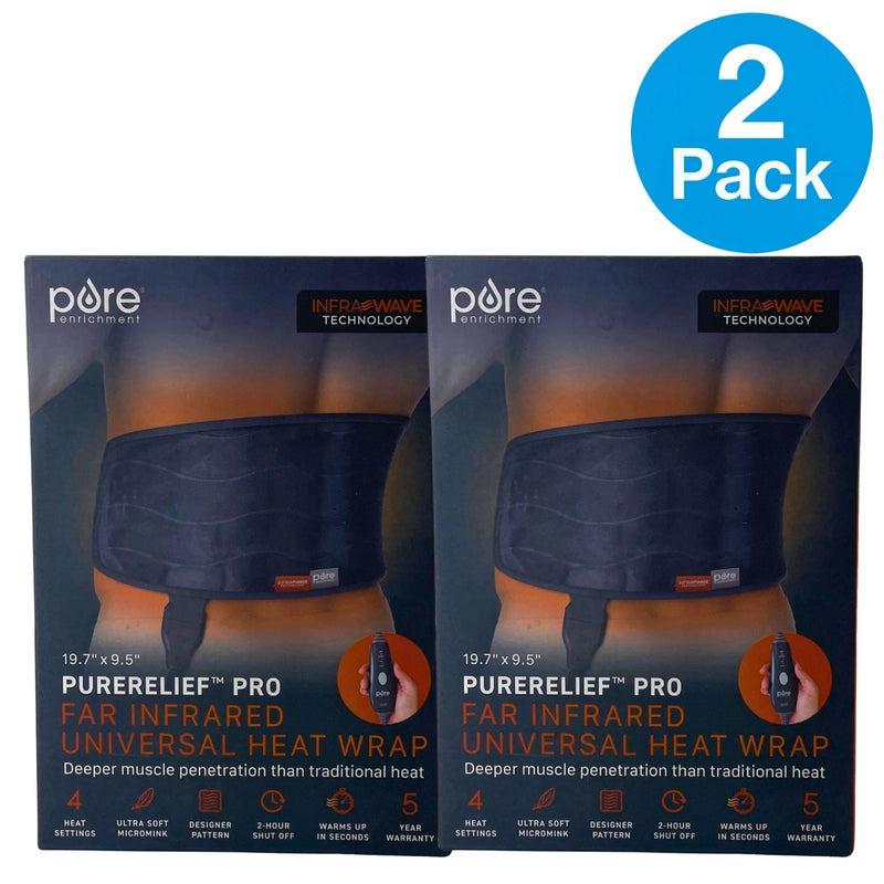 Pure Enrichment PureRelief Pro Far Infrared Universal Heat Wrap Gray 2 Pack New