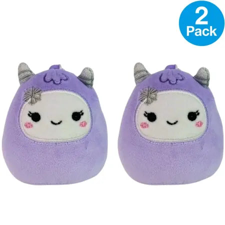 Squishmallows Plush Clip-On Jynx the Purple Monster 3.5 Inch 2 Pack Bundle