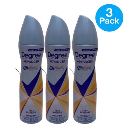 Degree Advanced Dry Spray Sexy Intrigue 3.8 Oz 3 Pack New