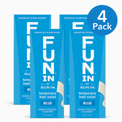 Fun In by Sun In – Temporary Hair Color Blue – Pack of 4 (1 oz each) NEW