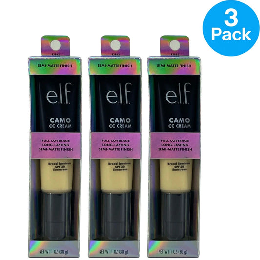 e.l.f. Camo CC Cream - Fair 100 W with Warm Golden Undertones (3 Pack, 1oz)