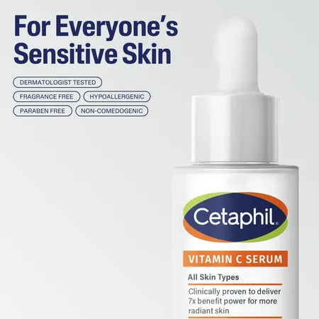 CETAPHIL Vitamin C Serum, Lightweight Serum for All Skin Types, 1 fl oz, Vitamin C, Niacinamide & Sunflower Seed Oil