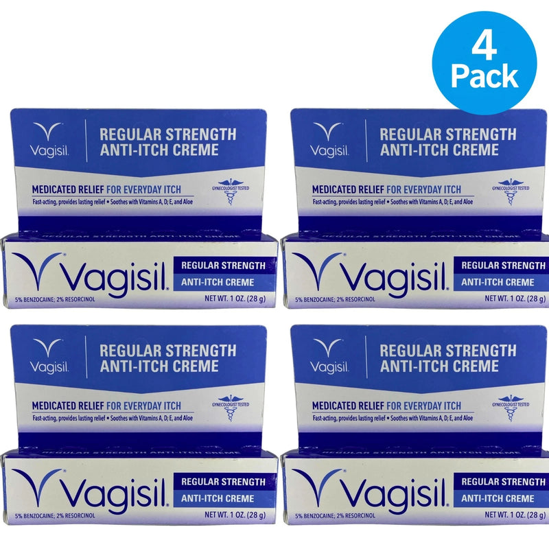 Vagisil Regular Strength Anti-Itch Creme Medicated Relief Fast Acting 1 Oz 4 Pac