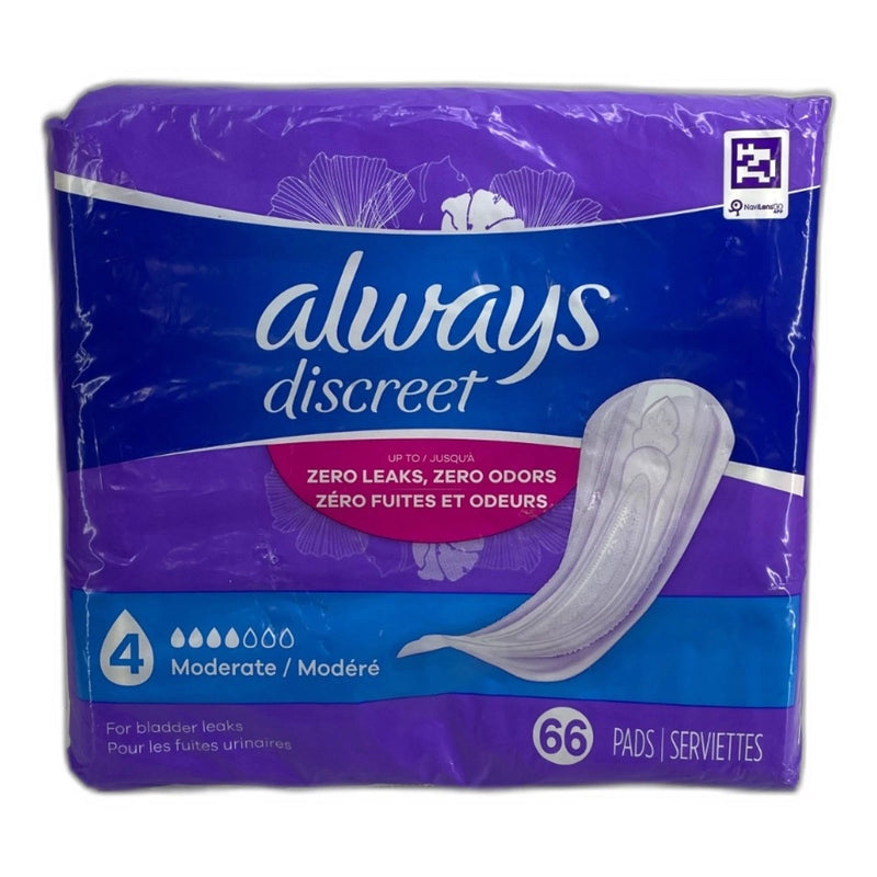 Always Discreet Incontinence Postpartum Pad Regular Moderate Absorbency New