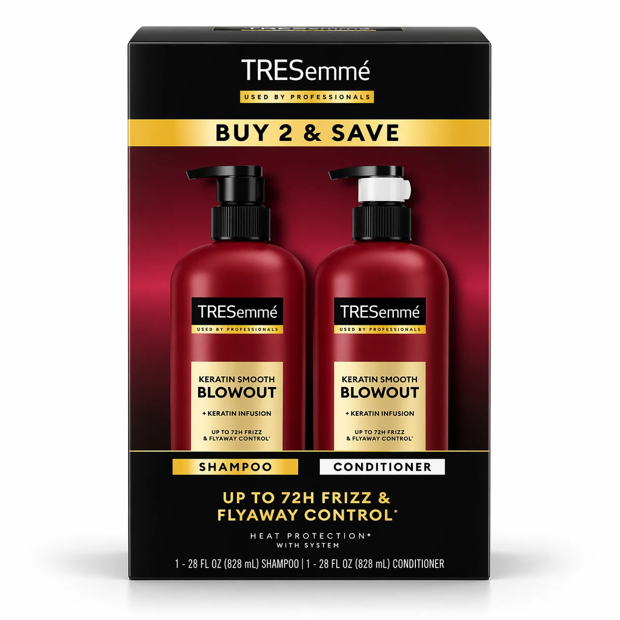 TRESemmé Keratin Smooth Blowout Shampoo & Conditioner 28oz 3 Pack New 3