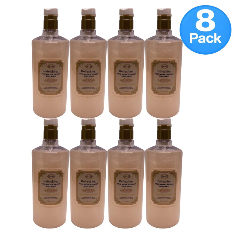 River & Rowe Rose Water & Vanilla Body Wash 32 fl oz 8 Pack New