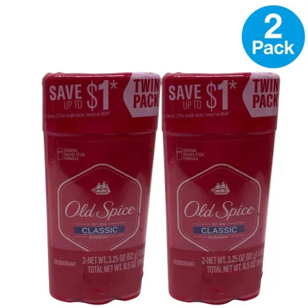 Old Spice Classic Deodorant Stick 3.25 oz, 2 Pack New - Fresh Scented Protection