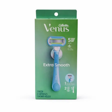 Gillette Venus Extra Smooth Razor Set with 2 Cartridges and Shower Holder 2 Pack